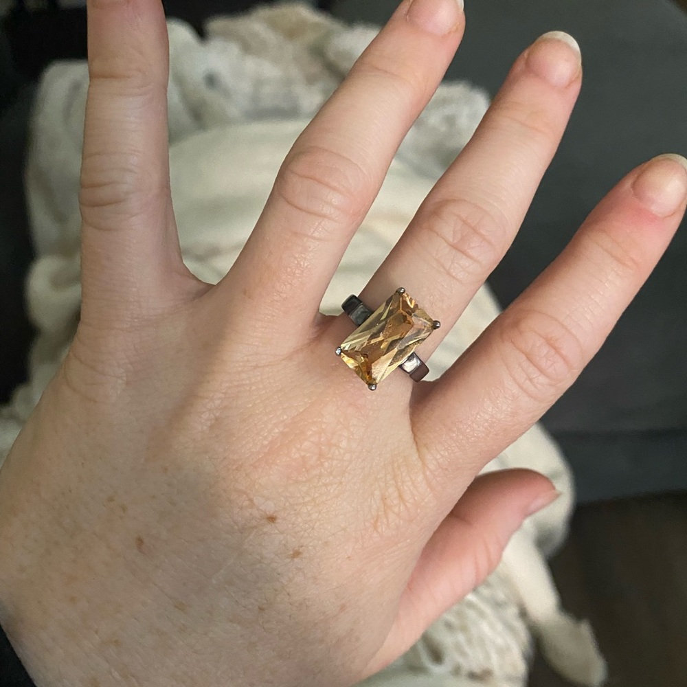 Vintage Citrine 925 Statement Ring - image 5
